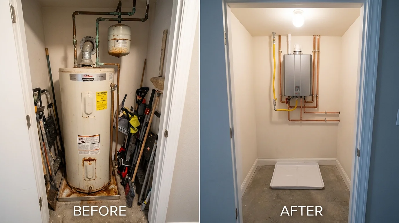 Tank water heater versus wall-mounted tankless unit comparison for Sparta, WI homeowners